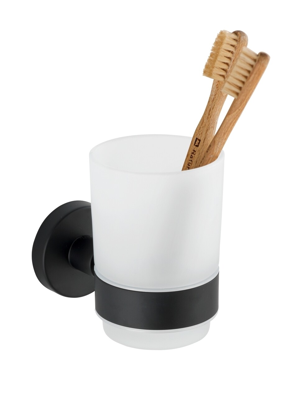 Suport periute si pasta de dinti cu suport de prindere Power-Loc® Bosio, Wenko, inox/sticla, alb/negru - imagine 4